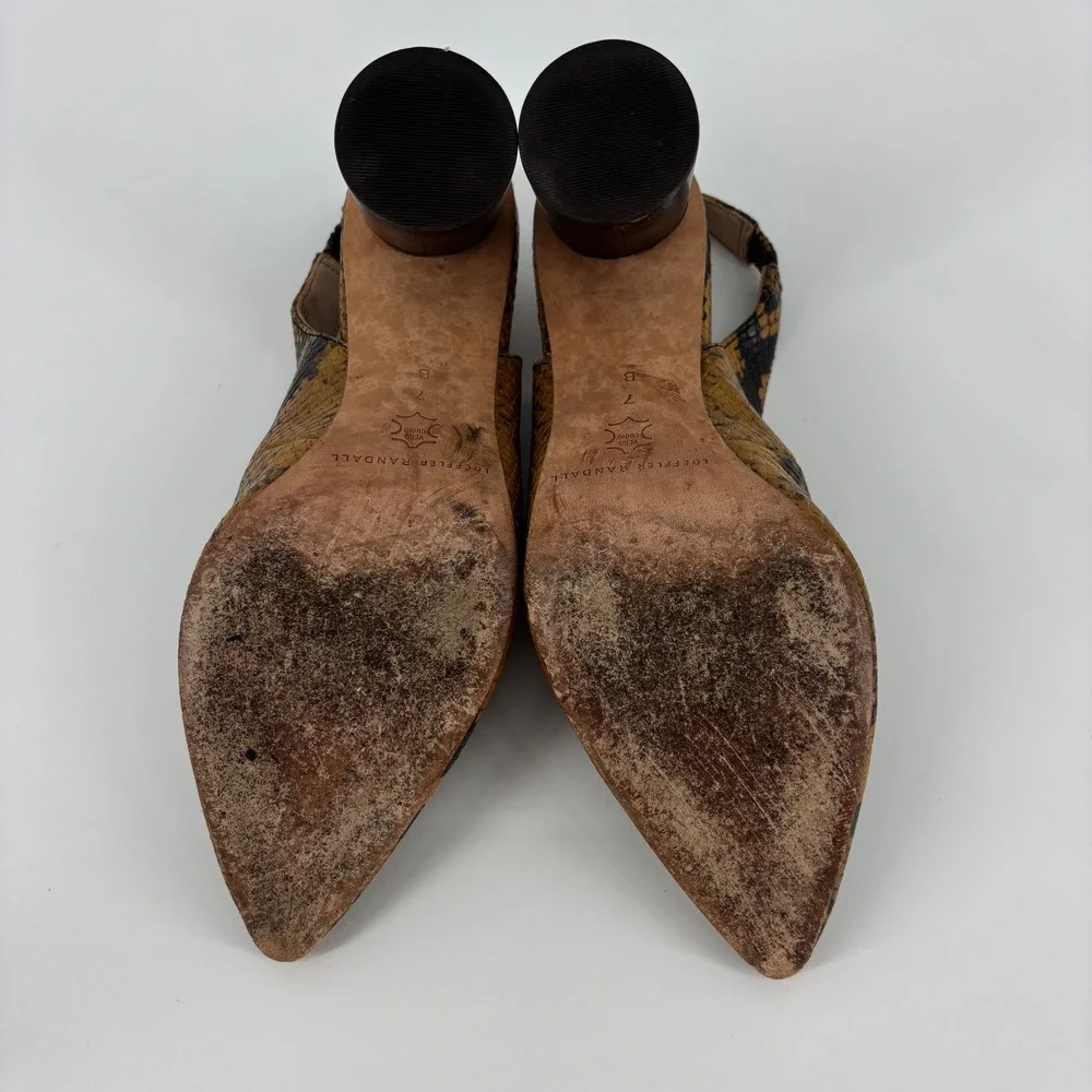 Loeffler Randall Estelle Slingback Heel Amber Women Size 7 Snakeskin Pointed Toe